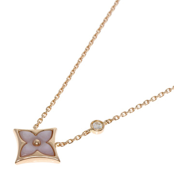 LOUIS VUITTON Pendant Star Blossom 1P Diamond Shell Necklace K18 Pink Gold Women's