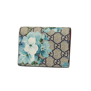 GUCCI Wallet GG Supreme Blooms 546372 Leather Navy Women's