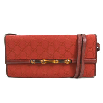 GUCCI Crossbody Shoulder Bag Bamboo GG Canvas Red Series Women's 117594