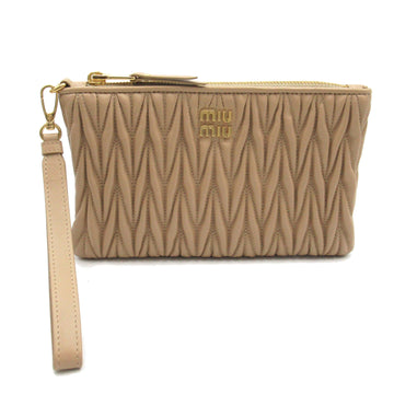 MIU MIU Accessory pouch [with handle] Beige sand Lambskin [sheep leather] 5NH0142FPPF0036