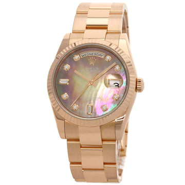 ROLEX 118235F Day Date 10P Diamond Watch K18 Pink Gold/K18PG/Everose Gold Men's