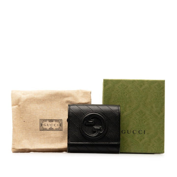 GUCCI Blondie Interlocking G Bi-fold Wallet 760316 AACP7 Black Leather Women's