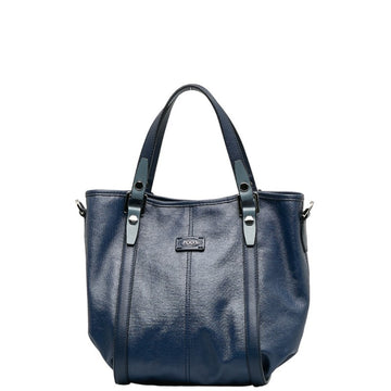 TOD'S Handbag Tote Bag Metallic Blue PVC Leather Women's