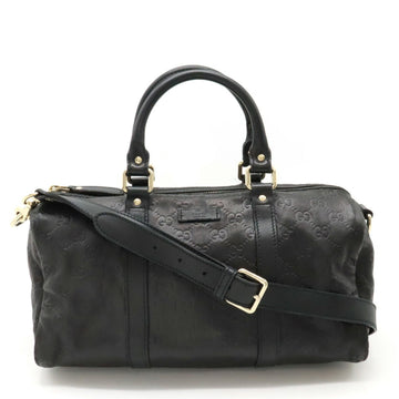 GUCCIssima Handbag Boston Shoulder Bag Leather Black 203696