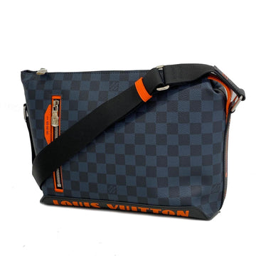 LOUIS VUITTON Shoulder Bag Damier Cobalt Discovery N40159 Black Orange Men's