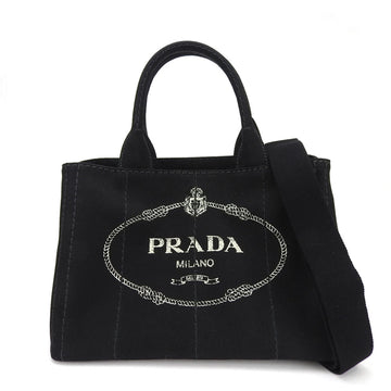 PRADA handbag shoulder Canapa 1BG439 canvas black ladies  hand bag