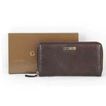 GUCCI Round 112724/203887 Long Wallet Shima Leather Brown Women's