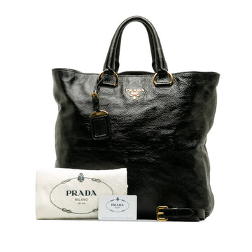 PRADA Handbag Shoulder Bag BN1713 Black Enamel Women's