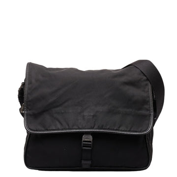 PRADA Tessuto Shoulder Bag Black Nylon Leather Women's