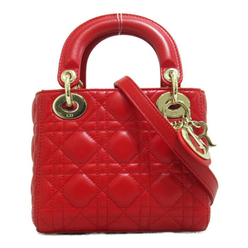 Dior lady dior tote bag Red Lambskin [sheep leather]