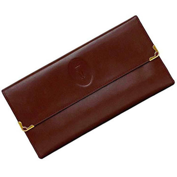 CARTIER Tri-fold Long Wallet Bordeaux Must L3000002 ec-20101 Leather Women's Men's