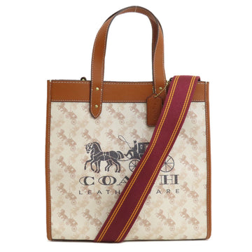 COACH C8461 Carriage Pattern Tote Bag PVC/Leather Women's