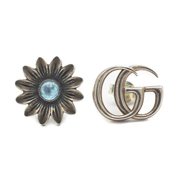 GUCCI GG Marmont Flower Colored Stone Stud Earrings Silver SV925 527344