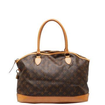 LOUIS VUITTON Monogram Lockit Horizontal Handbag M40104 Brown PVC Leather Women's