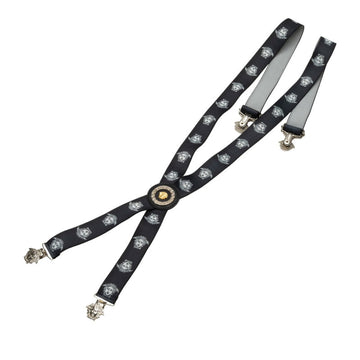 VERSACE Medusa motif suspenders, black, gold, silver, rubber, metal, plated, men's,