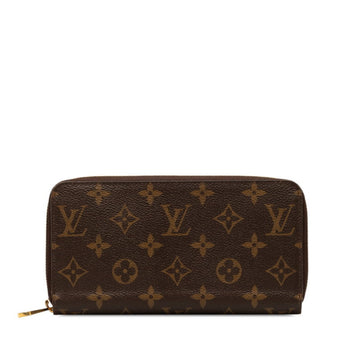 LOUIS VUITTON Monogram Zippy Wallet Round Long M60017 Brown PVC Leather Women's
