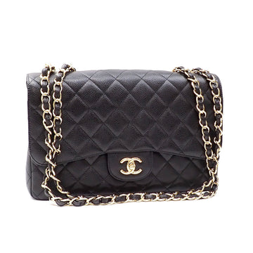 CHANEL Chain Shoulder Bag Matelasse Women's Black Caviar Skin Coco Mark A2231154