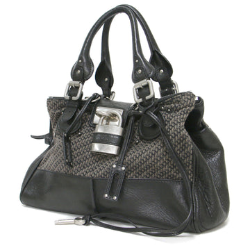 CHLOeChloe  Paddington Bag Handbag Shoulder Black Grey Padlock Tweed Leather Women's K4074