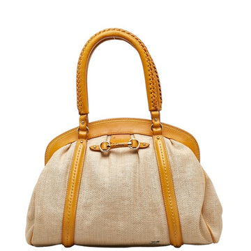 CHRISTIAN DIOR Dior handbag beige brown canvas leather women's