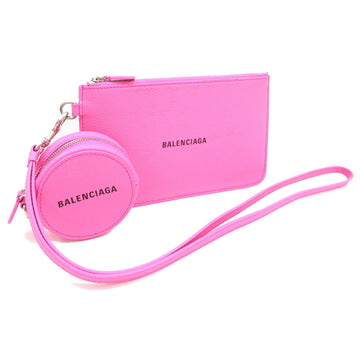 BALENCIAGA Clutch Bag 655620 Pink Leather Pouch with Neck Strap Multi Case Women's