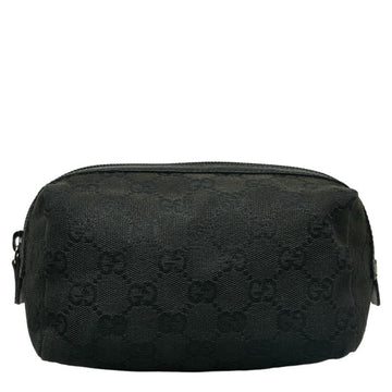 GUCCI GG Canvas Pouch 29595 Black Leather Women's