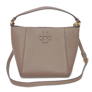 TORY BURCH Handbag McGraw Small Bucket Bag Grey Shoulder Double T Silver Maple 74956 Women's