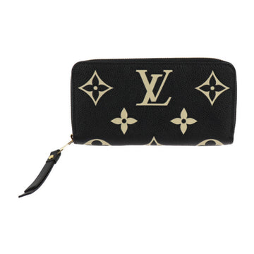 LOUIS VUITTON Zippy Wallet Monogram Empreinte Long M80481 Leather Black Beige Round Vuitton Bicolor