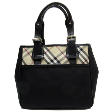 BURBERRY Handbag Nova Check Canvas/Leather Black/Beige/Multicolor Silver Women's