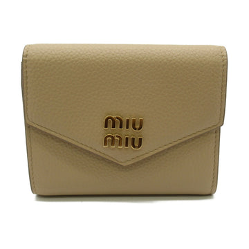 MIU MIU Tri-fold wallet Beige leather 5MH0402DT7F0036
