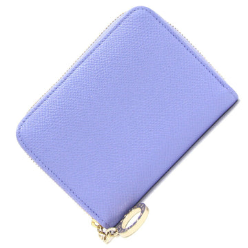 BVLGARI Compact Wallet 291027 Lavender Leather Round Zip Coin Purse Purple Women's