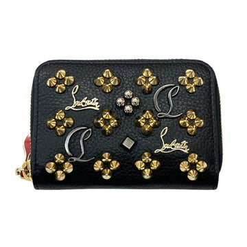 CHRISTIAN LOUBOUTIN Panettone Studded Coin Purse Wallet Leather Black 3175223 M039