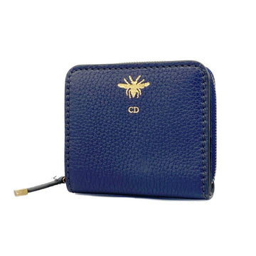CHRISTIAN DIOR Leather Navy Wallet for Women