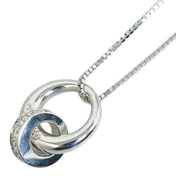 CELINE K18WG White Gold Diamond Ring Venetian Chain Necklace Women's