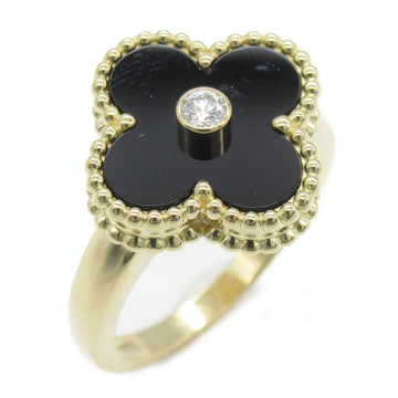 VAN CLEEF & ARPELS Vintage Alhambra Onyx/1P Diamond Ring Ring Black Clear K18 [Yellow Gold] Onyx Black Clear