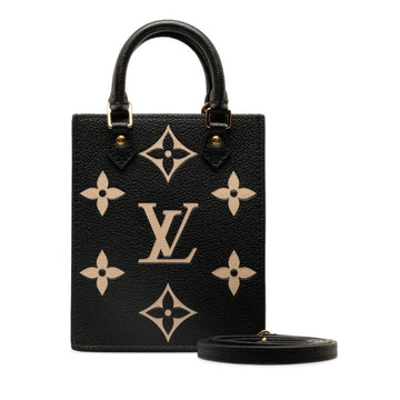 LOUIS VUITTON Monogram Empreinte Petite Sac Plat Handbag Shoulder Bag M81416 Noir Black Calf Leather Women's