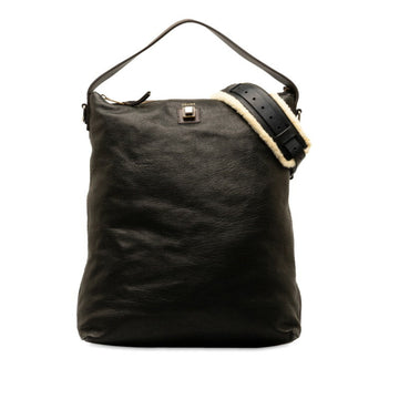 CELINE Tote Bag Shoulder Black Leather Women's