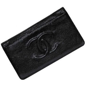 CHANEL Bi-fold Long Wallet Black Coco Mark ec-19907 16 Series Leather Caviar Skin 16048431  Folding Women's