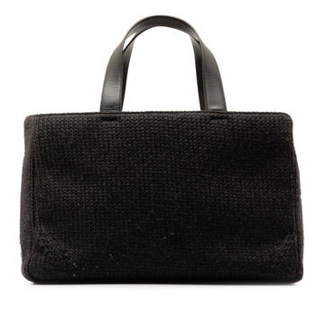 PRADA Handbag B8385 Grey Black Wool Leather Women's