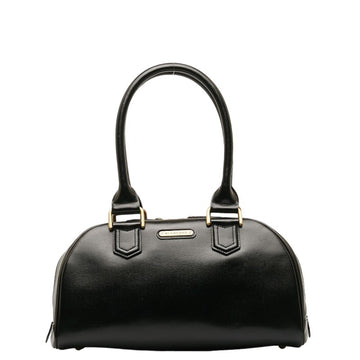 BURBERRY Nova Check Handbag Black Leather Women's