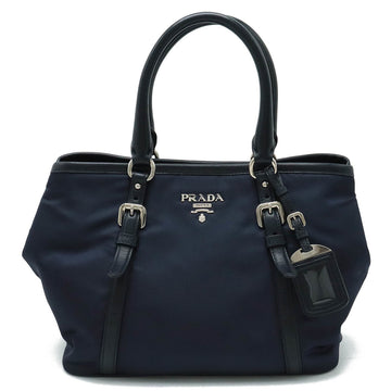 PRADA Handbag Tote Bag Nylon Leather Navy BN1841