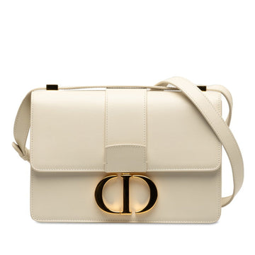 CHRISTIAN DIOR Dior 30 Montaigne Shoulder Bag White Gold Leather Women's