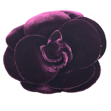CHANEL Camellia Corsage Brooch Purple Velvet  Women's