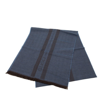 GUCCI Striped Scarf Stole 544628 Dark Blue Wool Women's