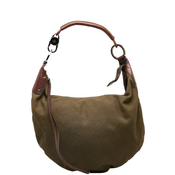 GUCCI Bag 95726 Khaki Brown Canvas Leather Women's