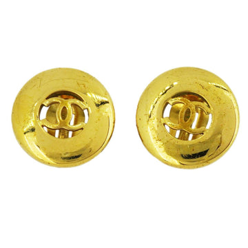 CHANEL Earrings Coco Mark Circle GP Plated Gold 97A Women's