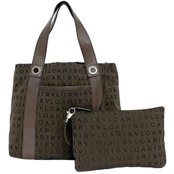 BVLGARI Tote Bag Brown Mania - ec-20304 Canvas Leather  Handbag for Women