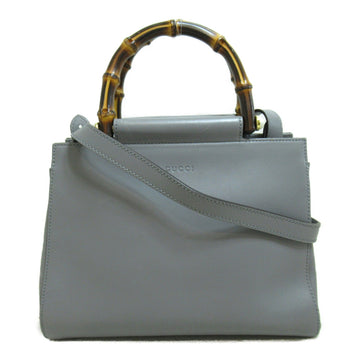 GUCCI 2WayBambou handbag Gray leather 453767