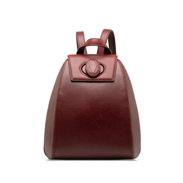CARTIER Must Line Backpack Wine Red Leather Women's
