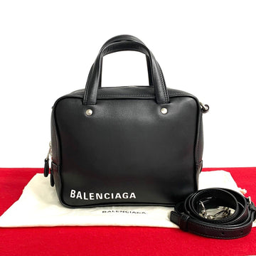BALENCIAGA Triangle Square Bag Leather 2way Handbag Shoulder Black 35706