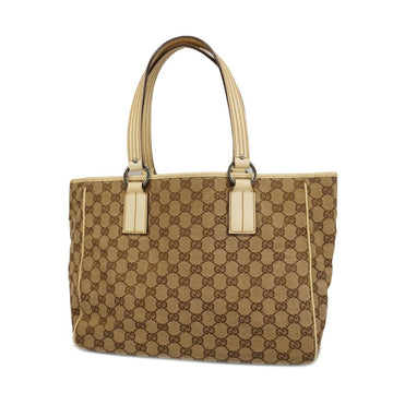 GUCCI Tote Bag GG Canvas 113017 Ivory Brown Women's